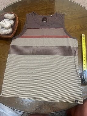 Prana Striped Sleeveless Tank in Gray, Cream & Muted Red
